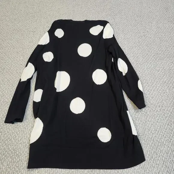 Chico's Black Cardigan with Large White Polka Dots, Size 2P - Picture 9 of 9
